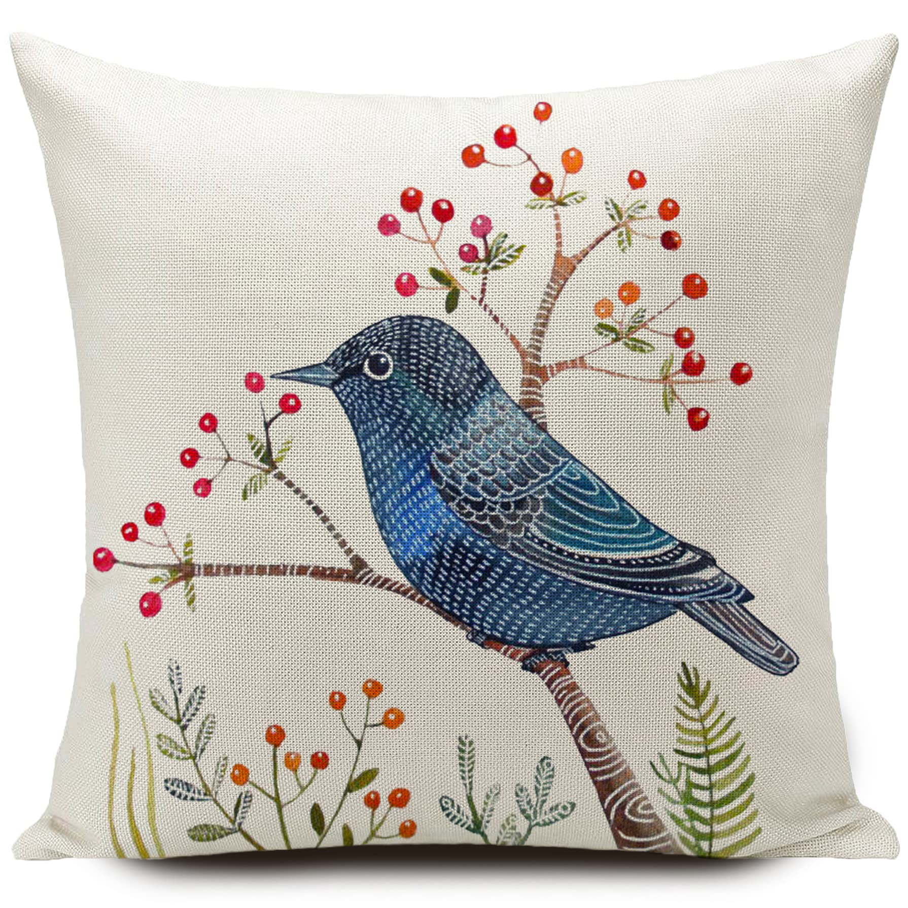 HUASHUZI Housse de Coussin Oiseaux Exterieur Impermeable Salon de Jardin Exterieur Coussin canape 45x45cm Coussins pour canapé Deco scandinave Decoration Lot de 4