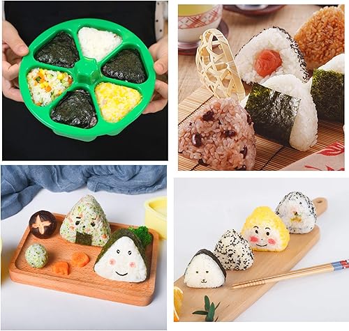 Miniatura 6 de Molde de sushi triangular de 6 cavidades Onigiri Rice Ball Press Maker Herramientas antiadherentes para hacer sushi para algas y cilantro bolas de