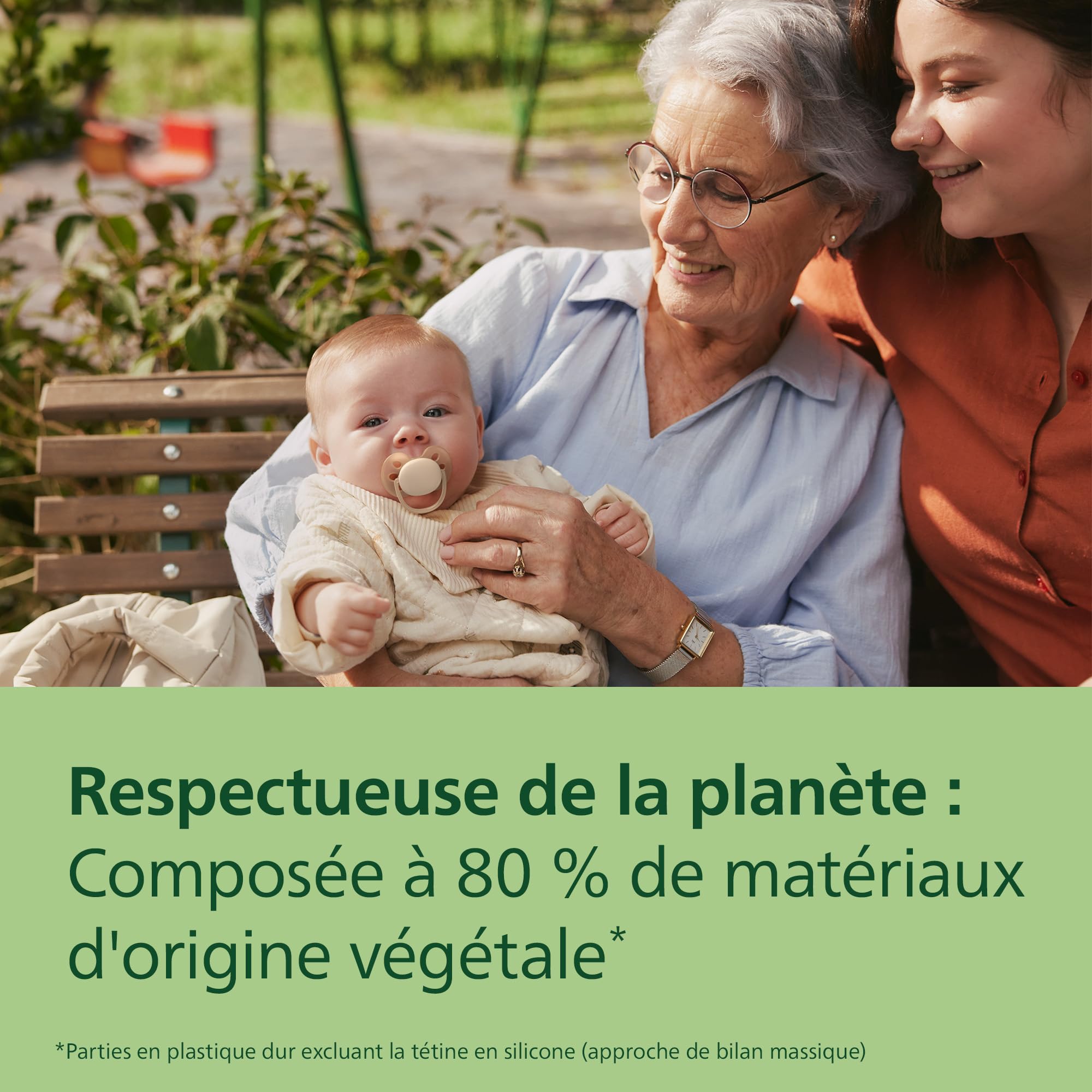 Philips Avent Sucettes ultra-douces - Tétines orthodontiques, pour bébés de 0 à 6 mois, collerette souple,en silicone souple d'origine végétale, sans BPA, lot de 2, SCF091/38