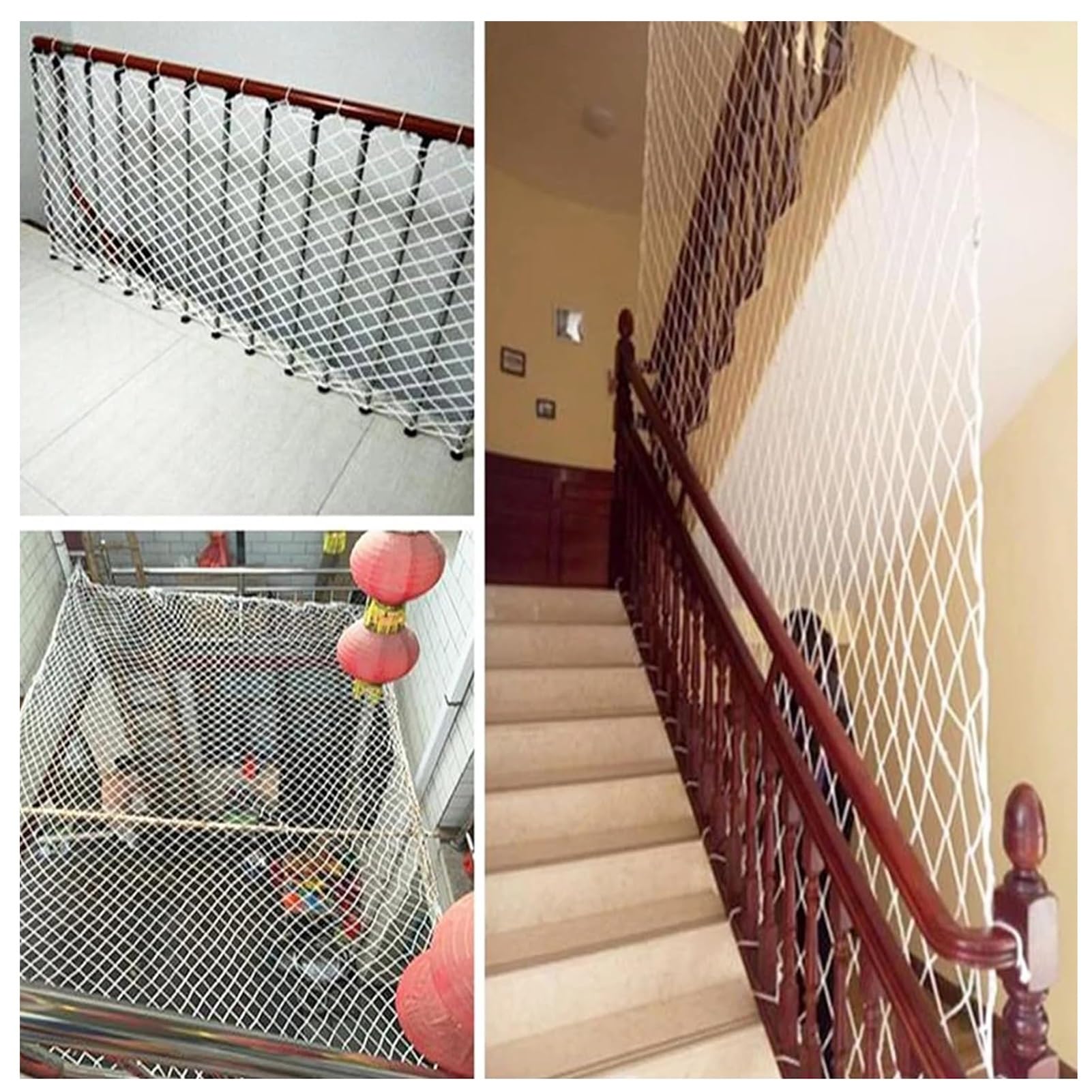 Red de seguridad infantil – Red de protección contra caídas de nailon para escaleras, 2 x 4 m, malla de 5 cm, barrera de seguridad para niños, uso en interiores y exteriores, prevención de escalada