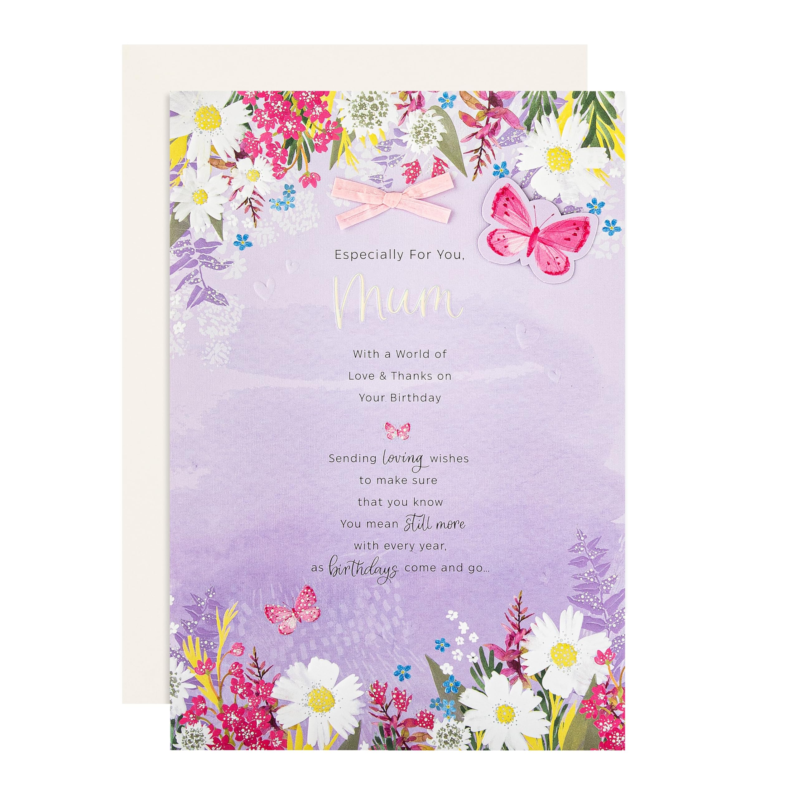 Hallmark Birthday Card for Mum, Florals Design, Heartfelt Verse, Purple