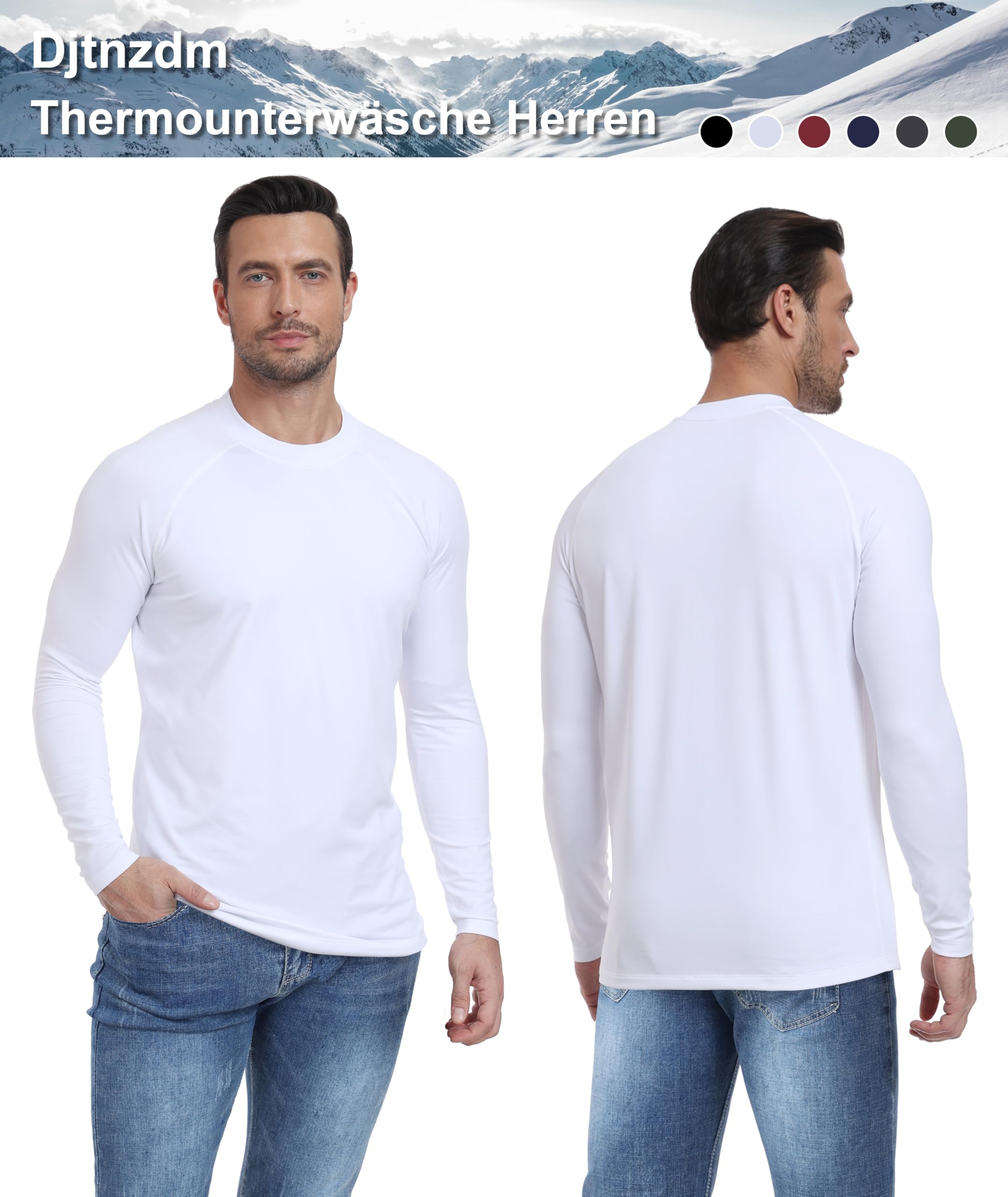 Djtnzdm Maglia Termiche da Uomo Invernale Sportivo Maglietta Intima Termica Biancheria Intima Termica in Pile Compressione Funzionale Ciclismo Fitness Sci Termica Maniche Lunghe