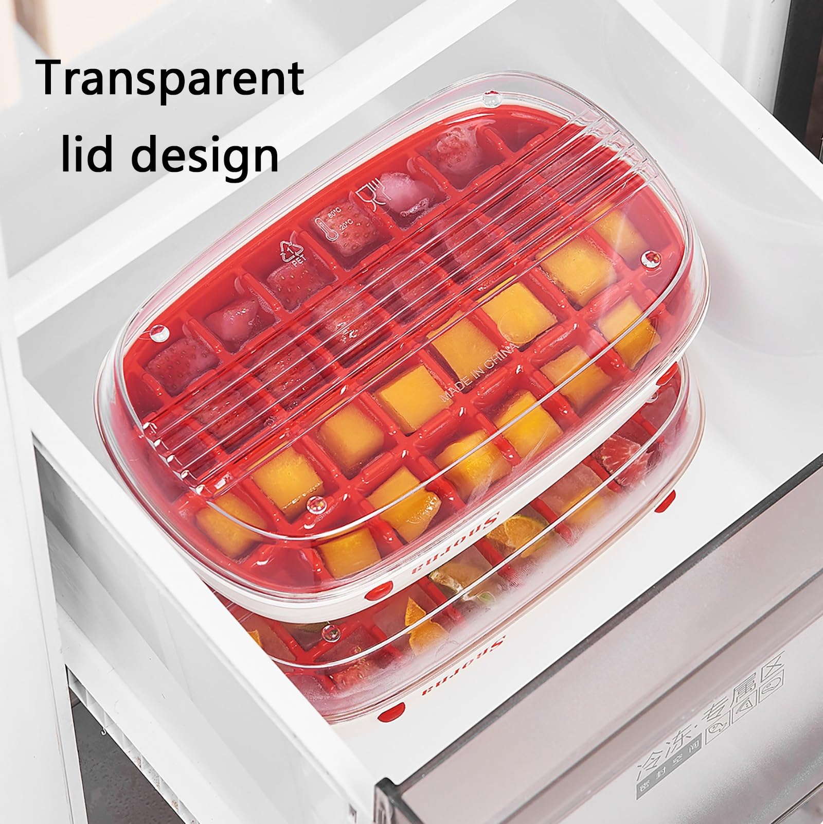 Moldes Helados, Molde para Helados, con Tapa | Fáciles de Limpiar, Desmoldado Rápido, para Uso en Casa, Bar, Cocina y Refrigerador(Red)
