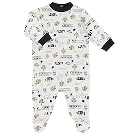 Gerber NFL New Orlean Saints 3 Pack Bodysuit Sleep n Play Footie Cap Registry Gift Set, black/white New Orlean Saints, 3-6M