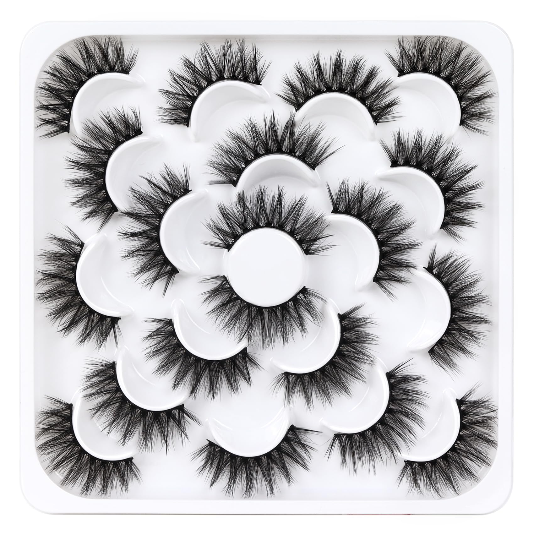 Veleasha Lashes 10 Pairs Natural Fluffy False Eyelashes Soft Wispy Lashes 3D Faux Mink Lashes Pack (V06)