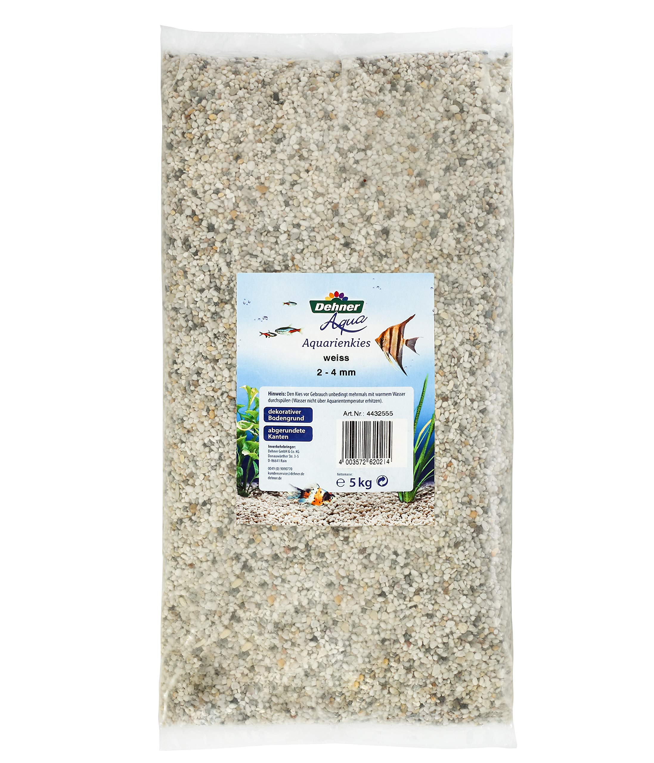 Dehner Grava para Acuario, Grano 2-4 mm, 5 kg, Color Blanco