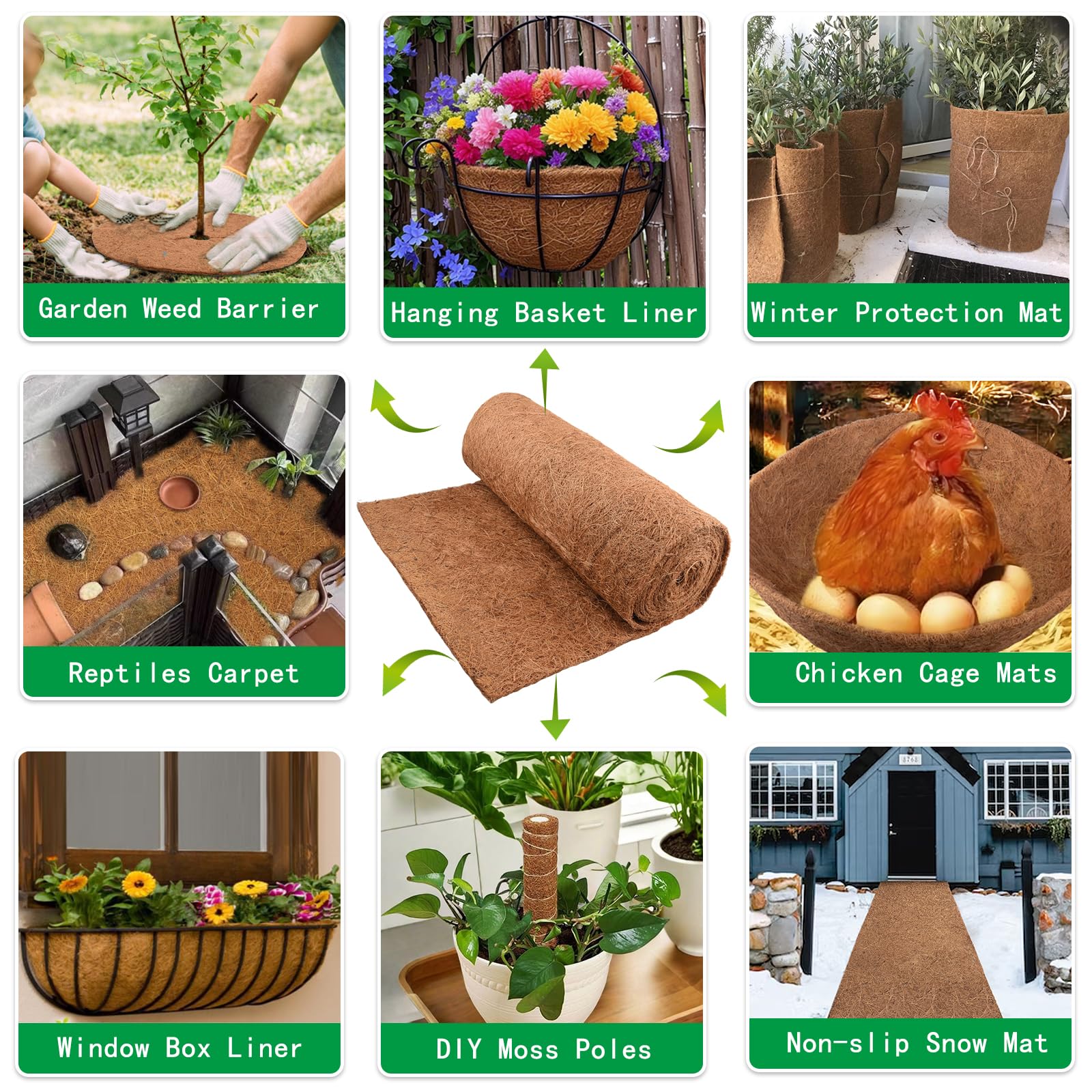 Doublure pour panier suspendu, Coconut Liner, 100% biologique Protection des plantes en hiver, Protection hivernale pour les plantes en pot, Tapis de désherbage en tissu (300cm*40cm/118" X 16")