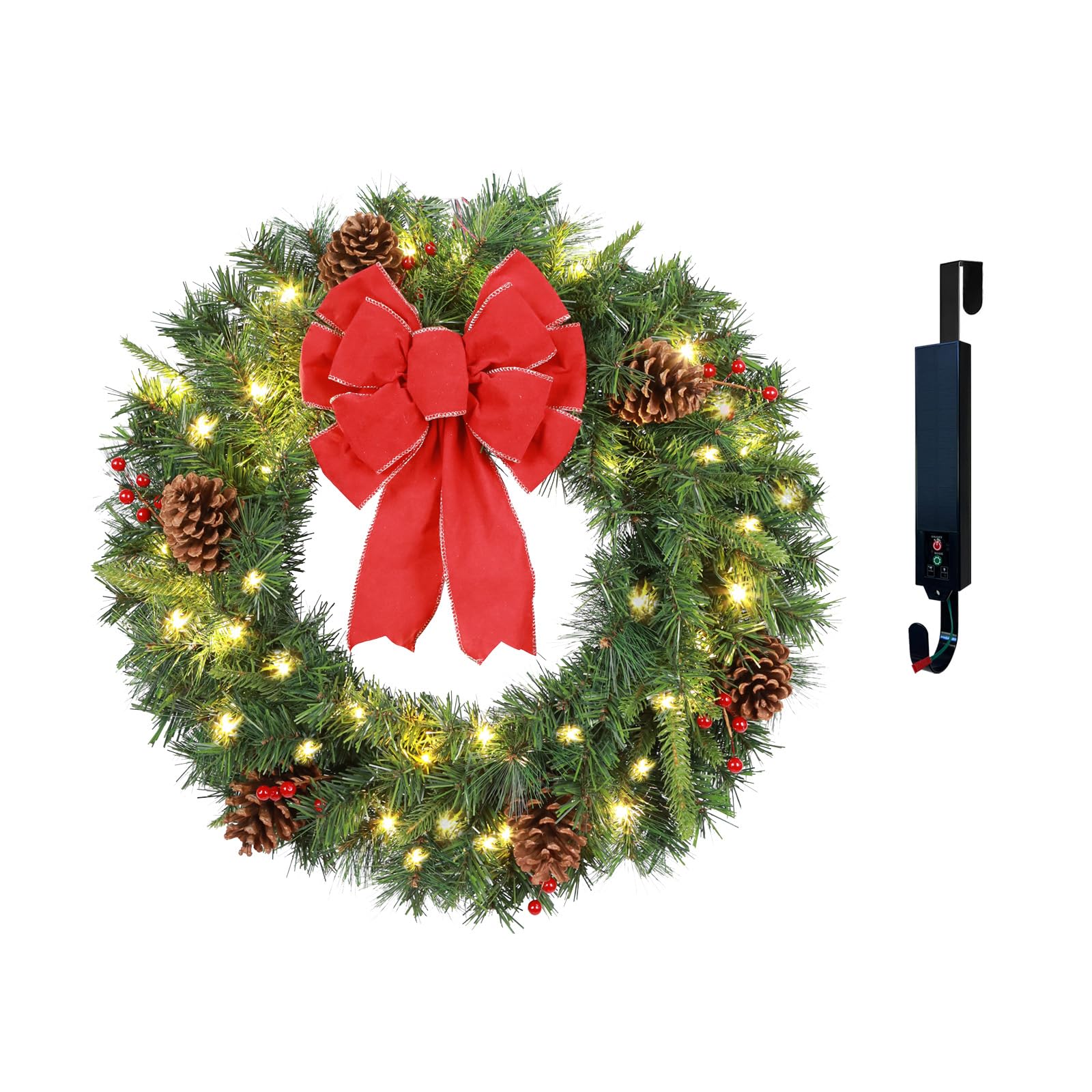 Amazon.co.jp: 光る花びら ソーラー クリスマスリース 24インチ 点灯