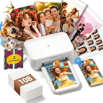 HPRT Photo Printer 4x6, +108 Sheets Photo Paper & 2 Ribbons