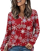 HOTGIFT Womens 2025 Blouse Winter Fall Long Sleeve Tunic Tops Casual V Neck Button T-Shirts