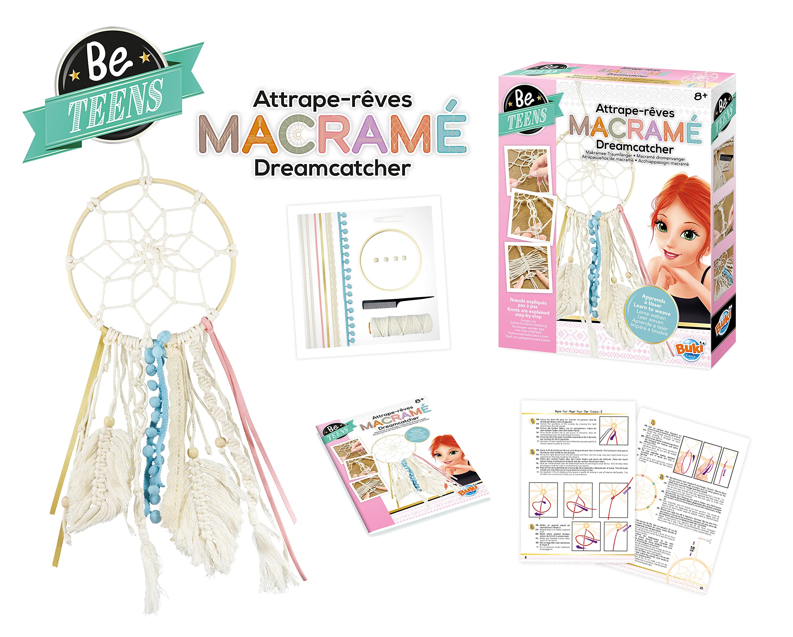 Buki France Macrame Dream Catcher Making Gift Set. Macrame Dreamcatcher Wall Decoration Kit. Homemade Dream Catcher with Accessories & Instructions. Arts & Crafts for Kids. Suitable for Boys Girls 8+ - Image 2