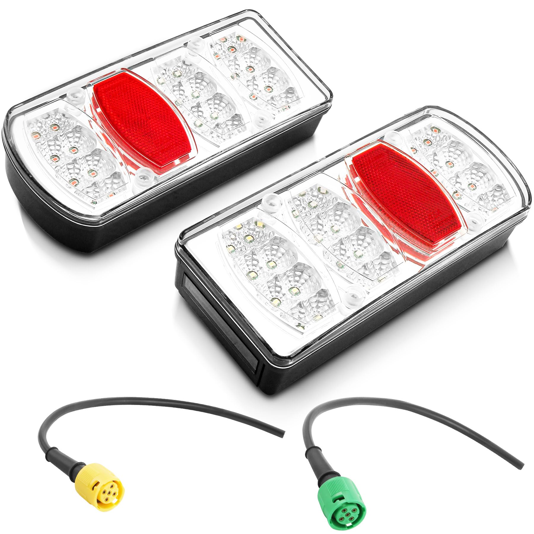 LED Pilotos Traseros Remolque 12V 24V 7Funciones Luces Remolque Traseras Piloto con 30cm Conexión de Bayoneta de 6pin Homologados Impermeable