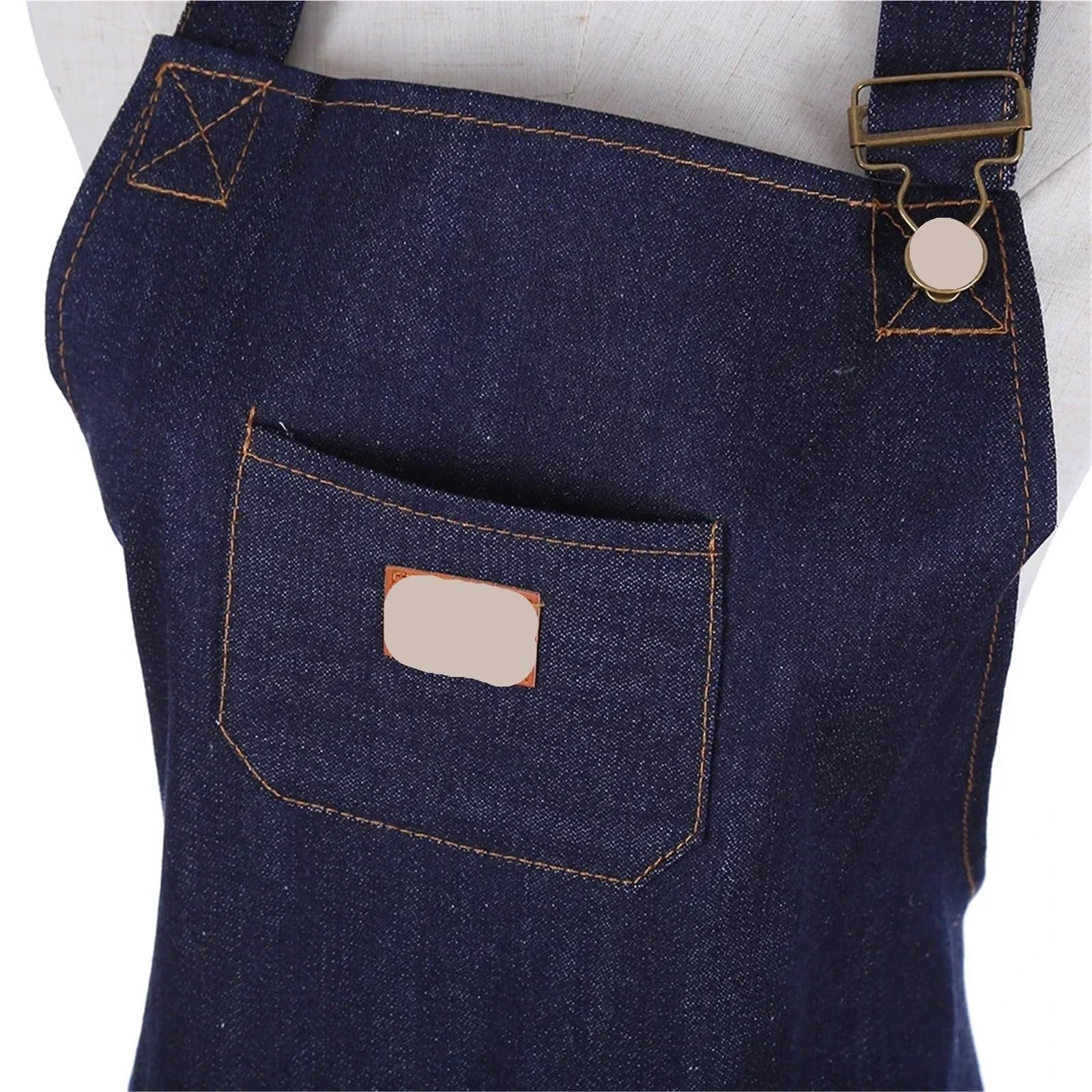 Delantal De Cocina Delantal de Chef Vaquero for Hombre, Delantales de Cocina Unisex for Barbacoa y Parrilla for Mujer, Delantal con Pechera for Tienda de Trabajo, Bata Vaquera Ajustable