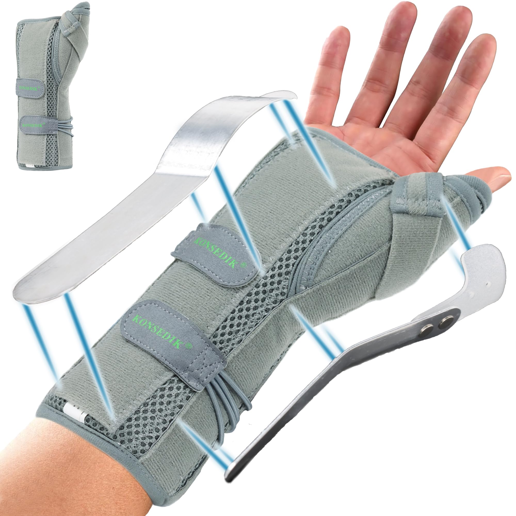 KONSEDIK Wrist Brace With Thumb Support for Dequervains Tendonitis,Thumb Brace for Carpal Tunnel, Wrist ganglion cyst, Arthritis Pain Relief,Thumb