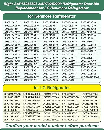 Miniatura 4 de Contenedor de puerta derecha para refrigerador LG Kenmore AAP73252209 AAP73252202 para refrigerador LG Kenmore reemplaza AAP73252201, AAP73252206,