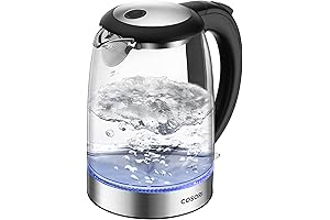 COSORI Electric Kettle 1.7L: Pure Stainless Steel, No Plastic Contact
