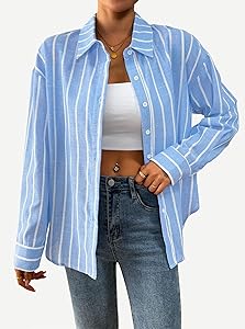 Avanova Women Pattern Print Button Down Blouse Top Long Sleeve Work Business Shirt