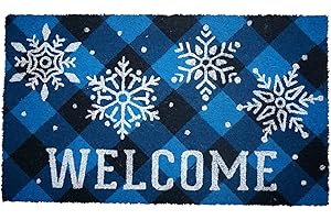 Checkered Snowflake Winter Doormat (30" x 18")