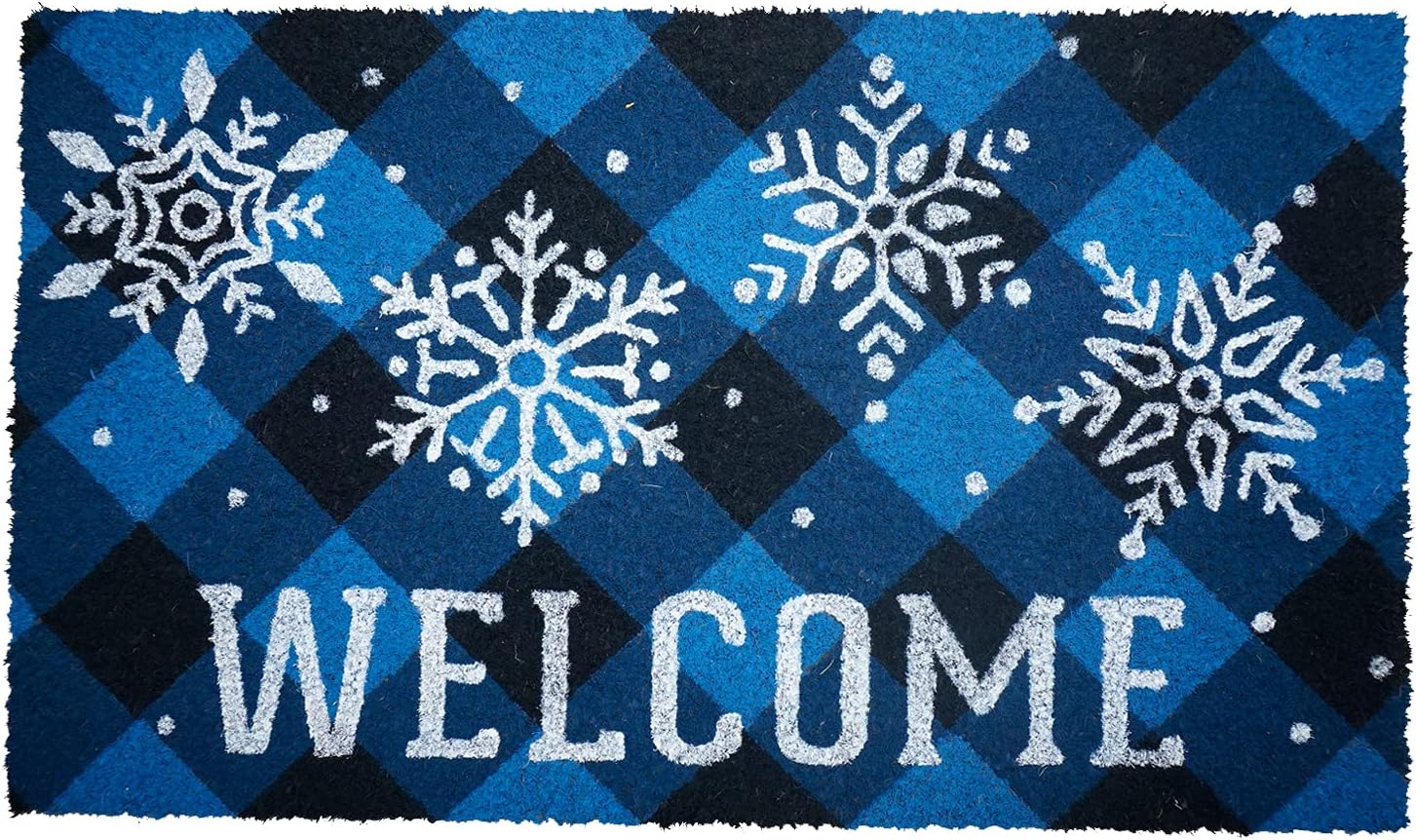 Briarwood Lane Checkered Snowflakes Doormat 30" x 18