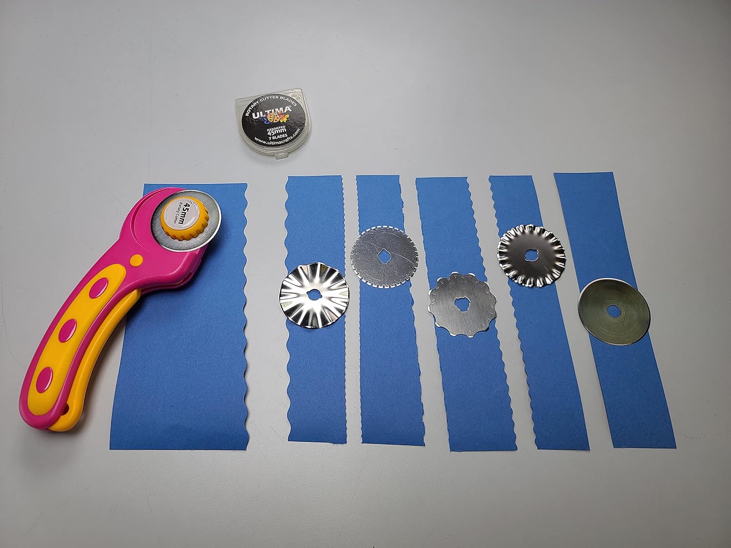 Ultima 45mm Rotary Cutter Kit – Ergonomic Rotary Cutter with 8 SKS-7 Steel Blades, Straight & Pattern-Cut