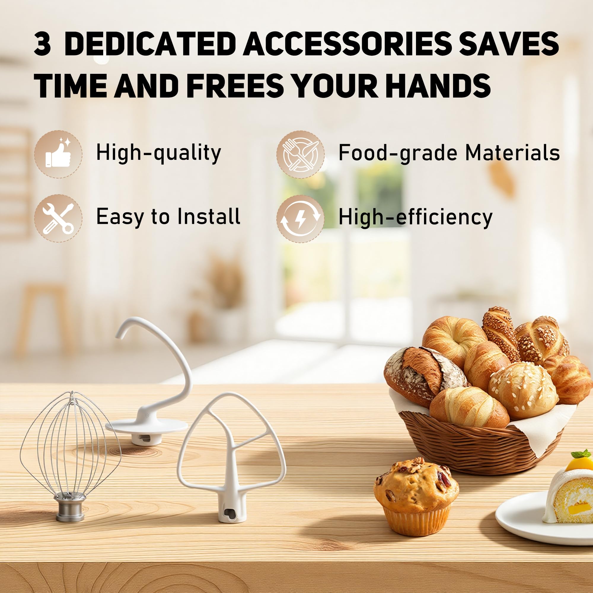 aikeec Spiral Dough Hook Accessories for Kitchen Aid 4.5/5QT Food Processor, K45DH Dough Hook Stainless Steel for Kitchen Aid K45 K45SS KSM75 KSM90 KSM95 KSM100 KSM103 KSM110 KSM150