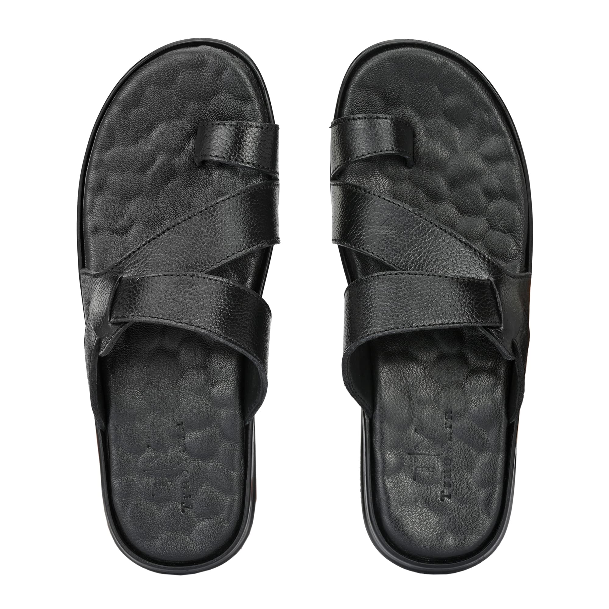 TrueYarn Mens Genuine Leather Slippers | Thong Sandals For Men | Comfortable | Cushioned Insole | Durable | Handmade | All Occasion Slippers | UK - 6 (BLACK) (B0B1B9B88D) Amazon Price History, Amazon Price Tracker