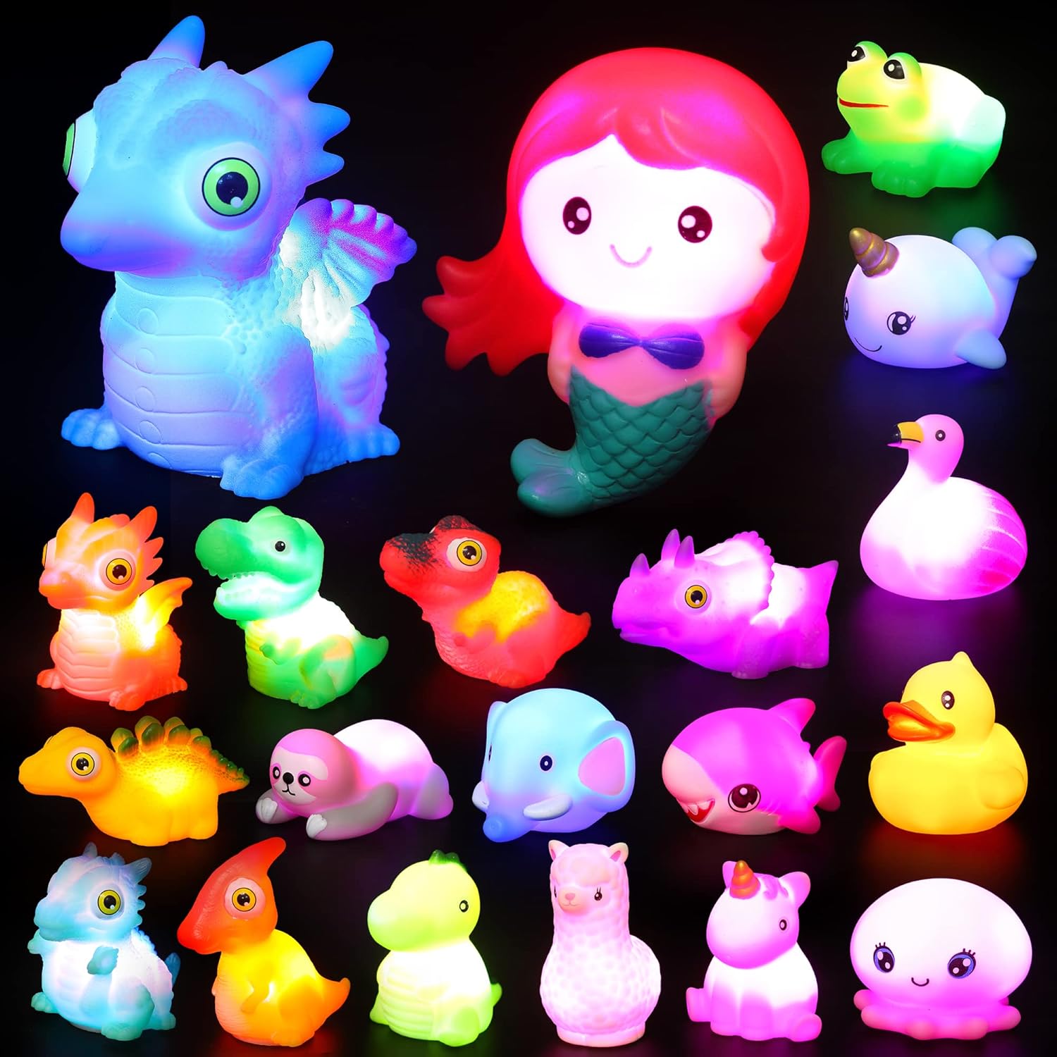 JOYIN 20 PCS Light Up Bath Toys, Toddler Flashing Colourful