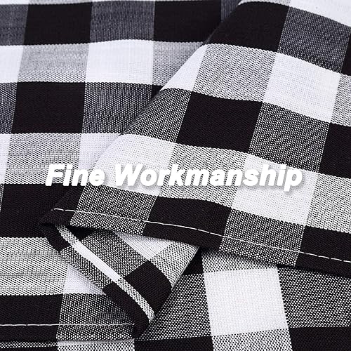 Miniatura 4 de Cenefas de café a cuadros blancos y negros para cocina, cortinas de cenefa gruesa con bolsillo para barra de cortina de granja, cortinas