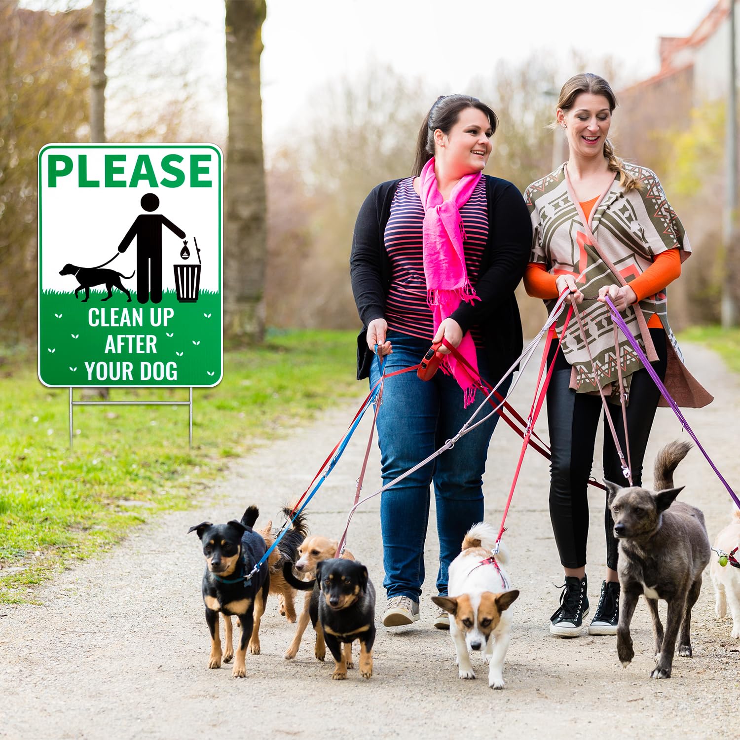 2 cartelli "Clean Up After Your Dog", 30,5 x 22,9 cm, impermeabili, senza sprechi, per cortile, promemoria amichevole per i proprietari di animali domestici senza fare pipì sul prato