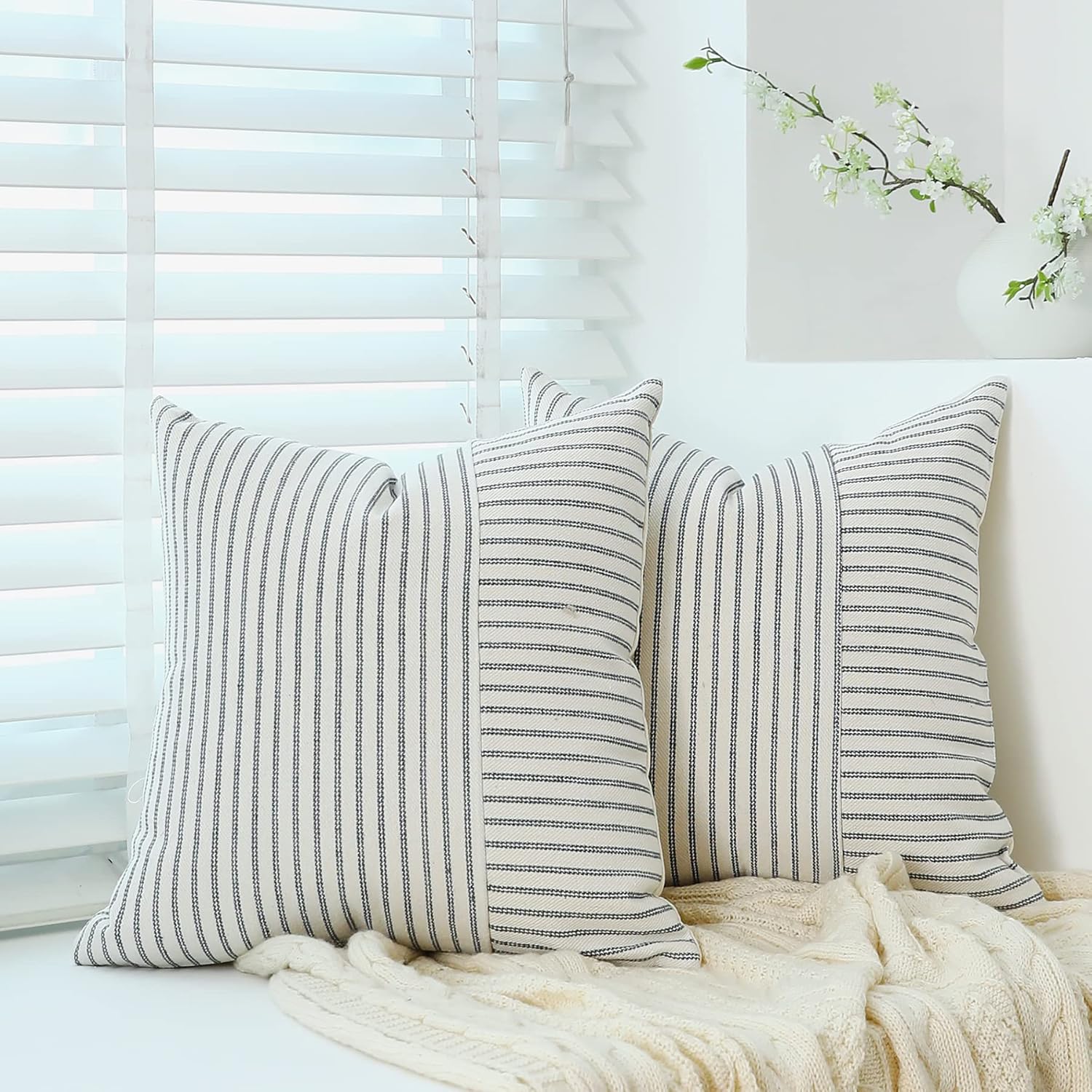 Throw Pillow Covers 16 x 16 Inch Farmhouse Pillow Covers