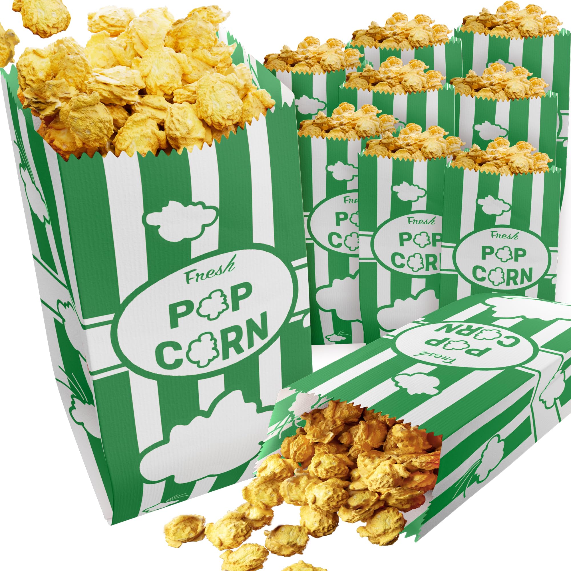 CUSINIUM Papier-Popcorntüten, 28 g, Smaragdgrün, 100 Stück, Karnevalsmotiv
