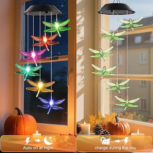 Miniatura 5 de Regalos de cumpleaños para mamá, abuela, esposa, Winzwon luces solares para exteriores, campanillas de viento para jardín exterior, patio, porche,