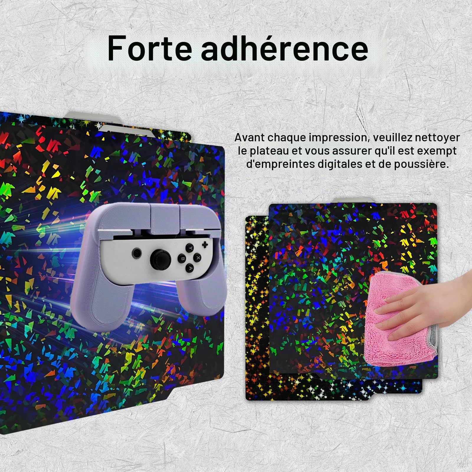 IdeaFormer Plaque d'impression double face texturée Confetti PEF+Starry PEY pour Bambulab X1 X1C X1E P1P P1S A1, en acier à ressort PEF+PEY Spring Steel Plaque lisse pour imprimante 3D Bambu Lab