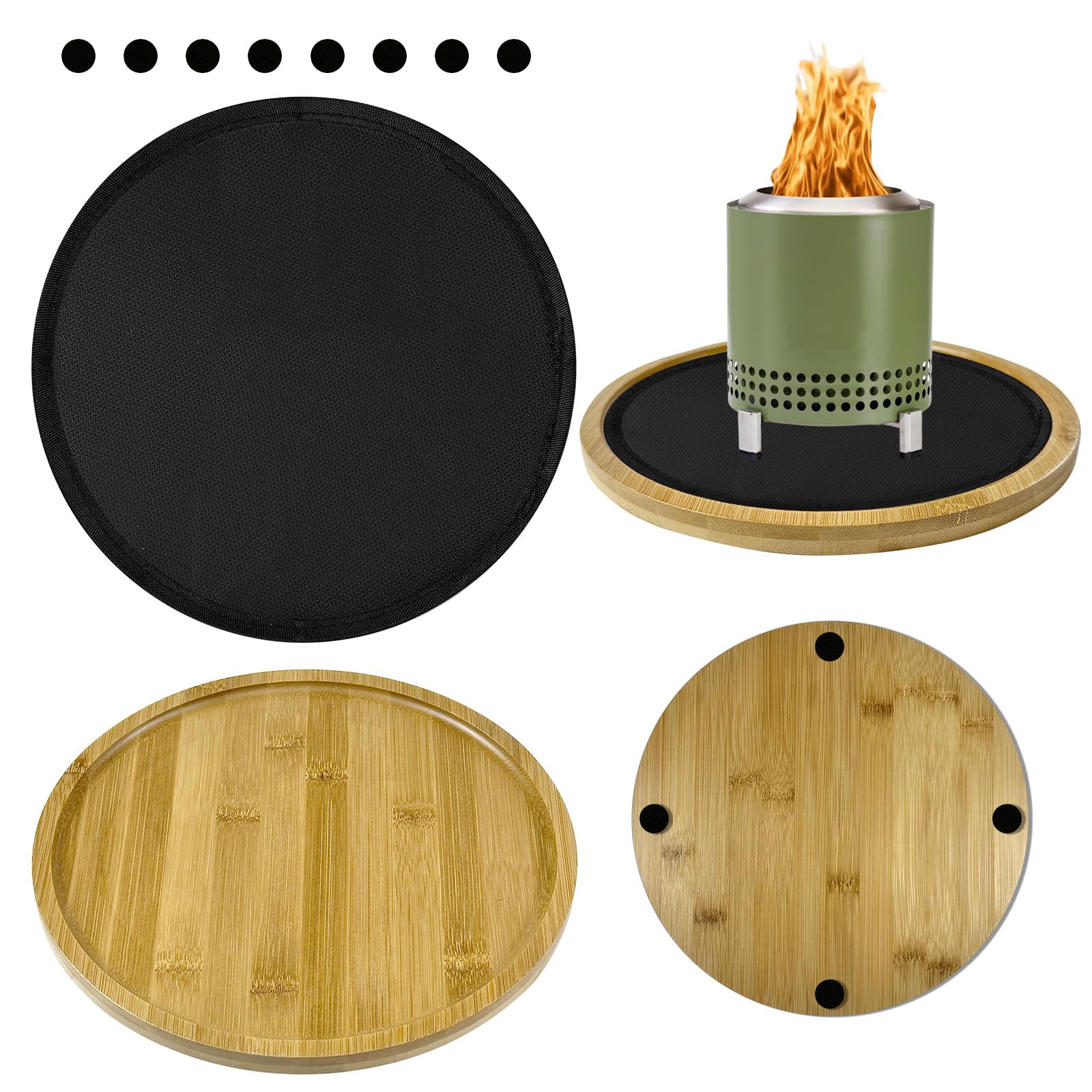 Tapis de brasero de table haut de gamme en bambou rond résistant