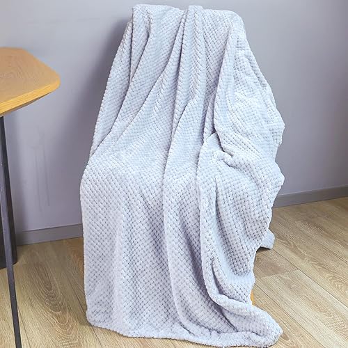 Manta de vellón para sofá o cama, súper suave, afelpada, acogedora y ligera para sofá (gris, 60 x 80 pulgadas)
