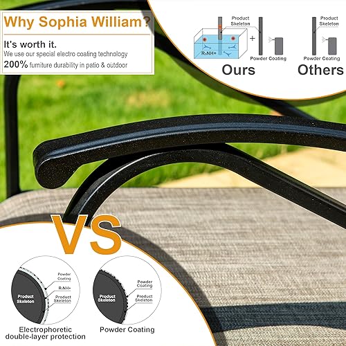 Miniatura 7 de Sophia  William Sillas de comedor de patio sillas de movimiento de resorte C para 6 sillas de patio de respaldo alto textileno de secado rápido para