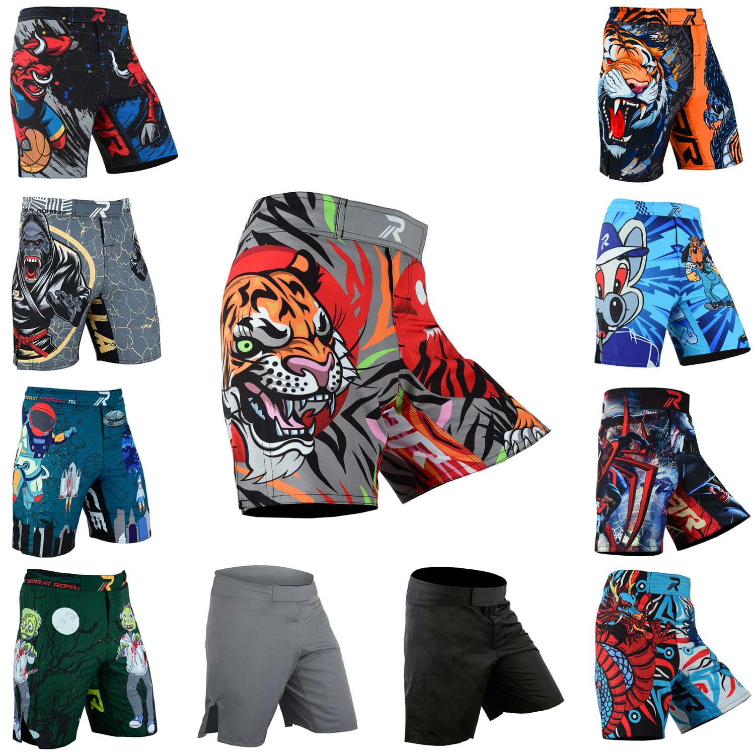 ROAR-INT Kids Mixed Martial Arts MMA Shorts BJJ Cross Training Gym Boxing Grappling Kickboxing Muay Thai Workout Shorts