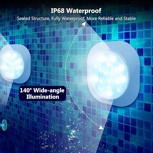 Miniatura 4 de LyLmLe Luces sumergibles para piscina, 5.5 pulgadas, RGBW, magnéticas, impermeables, luces LED para piscina con control remoto, batería recargable,