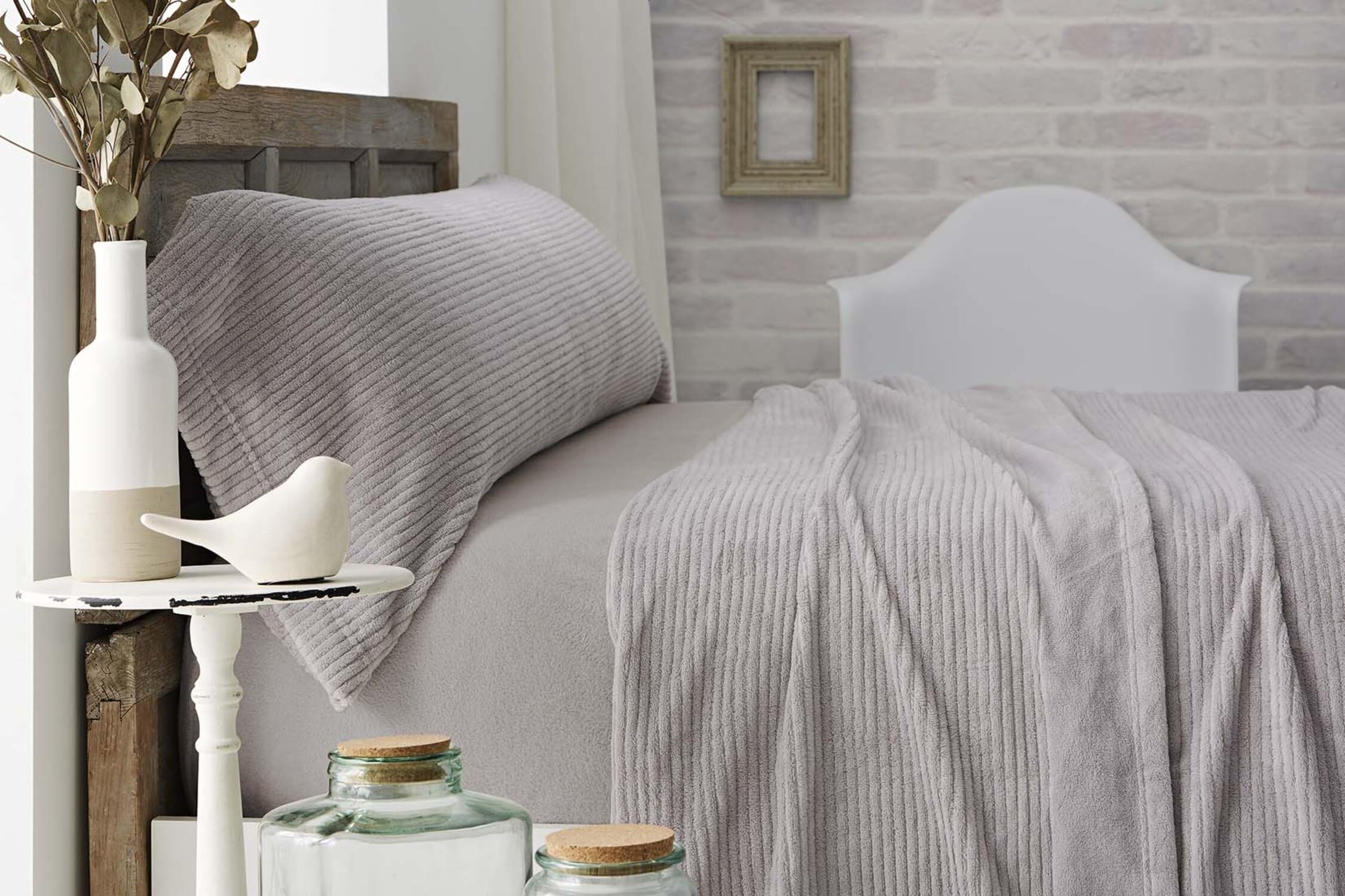 Burrito Blanco | Sábanas de Coralina, 965 Gris | Cama de 135 cm | (+ Medidas Disponibles) | Sábanas de Invierno | Diseño 965 | Color Gris