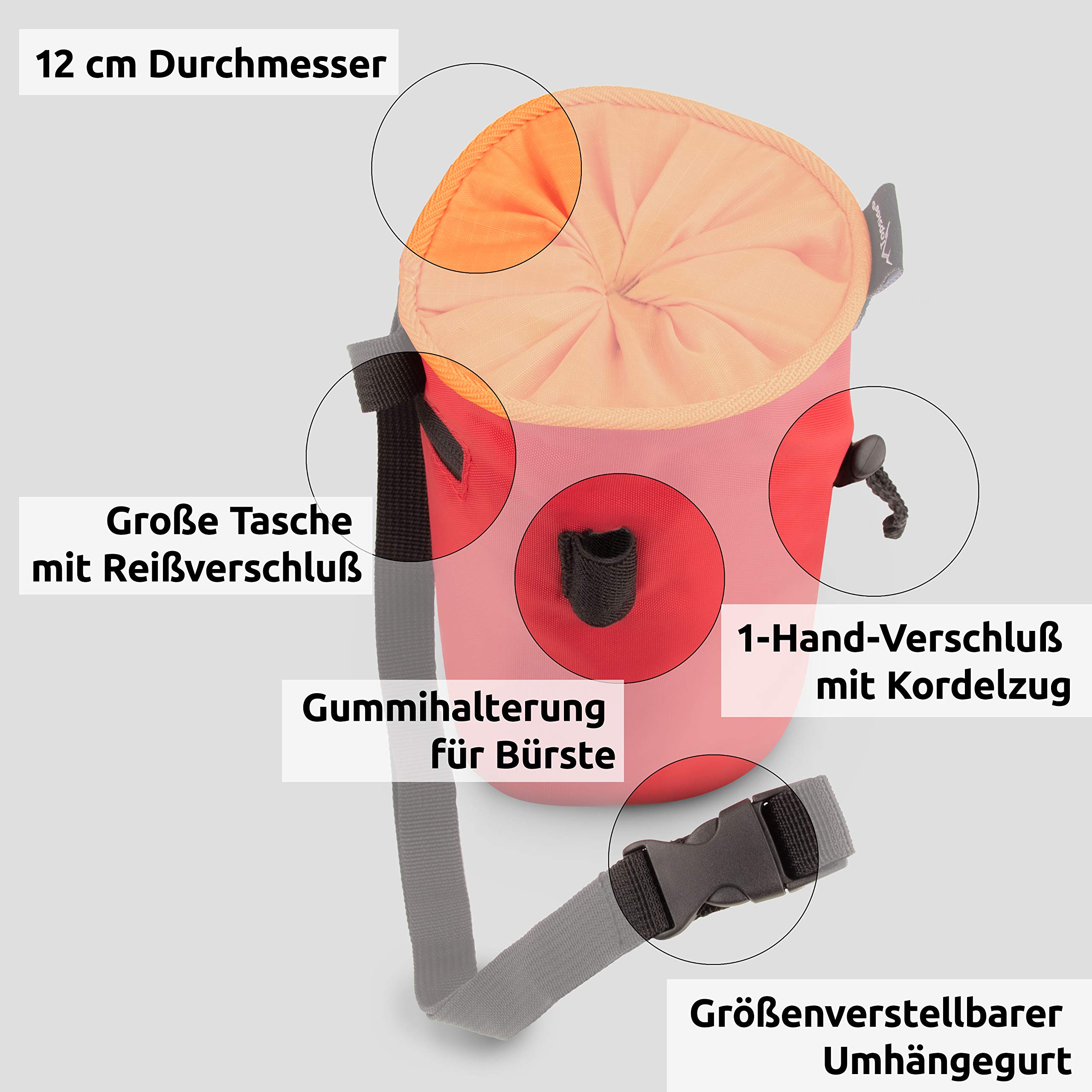 Bolsa de magnesio para Escalada en Bloque y Tradicional con Bolsillo Cremallera
