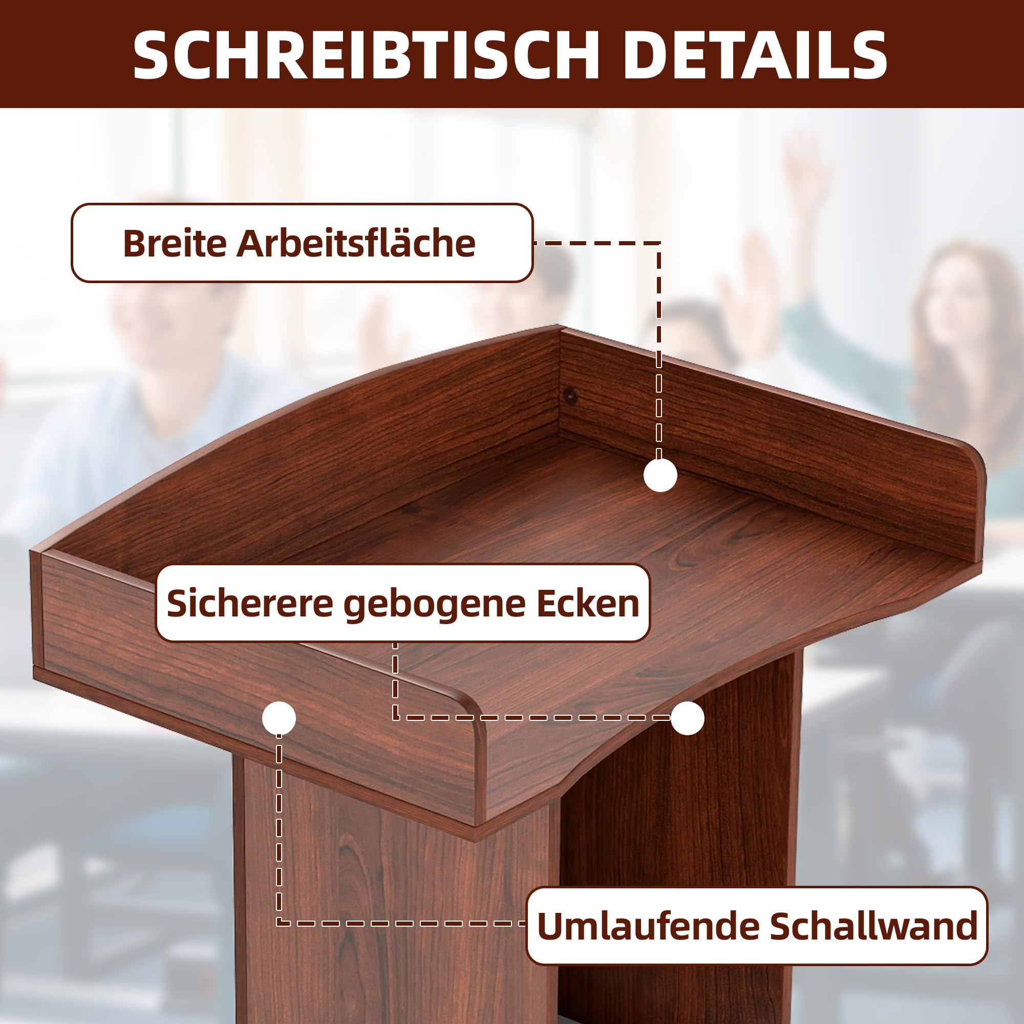jxgzyy Rednerpult Holz Podium mit 2 Stöckig Aufbewahrungsregal Podiumständer 60cm × 41cm × 120cm für Klassenzimmer, Büro, Restaurant, Seminar, Hochzeit, Kirchen