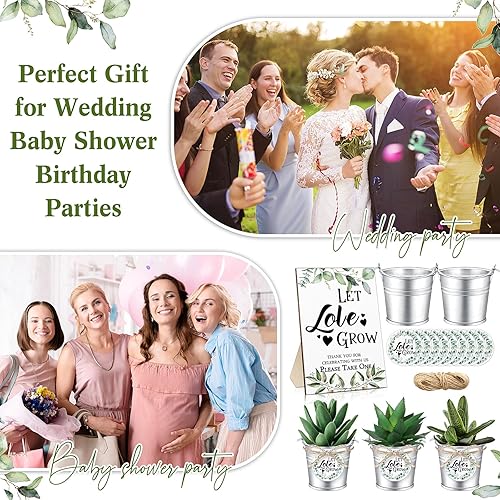 Miniatura 7 de Zhehao 103 piezas de recuerdos de boda para invitados incluyen 1 letrero de vegetación Let Love Grow 50 etiquetas de Let Love Grow 50 pequeños cubos