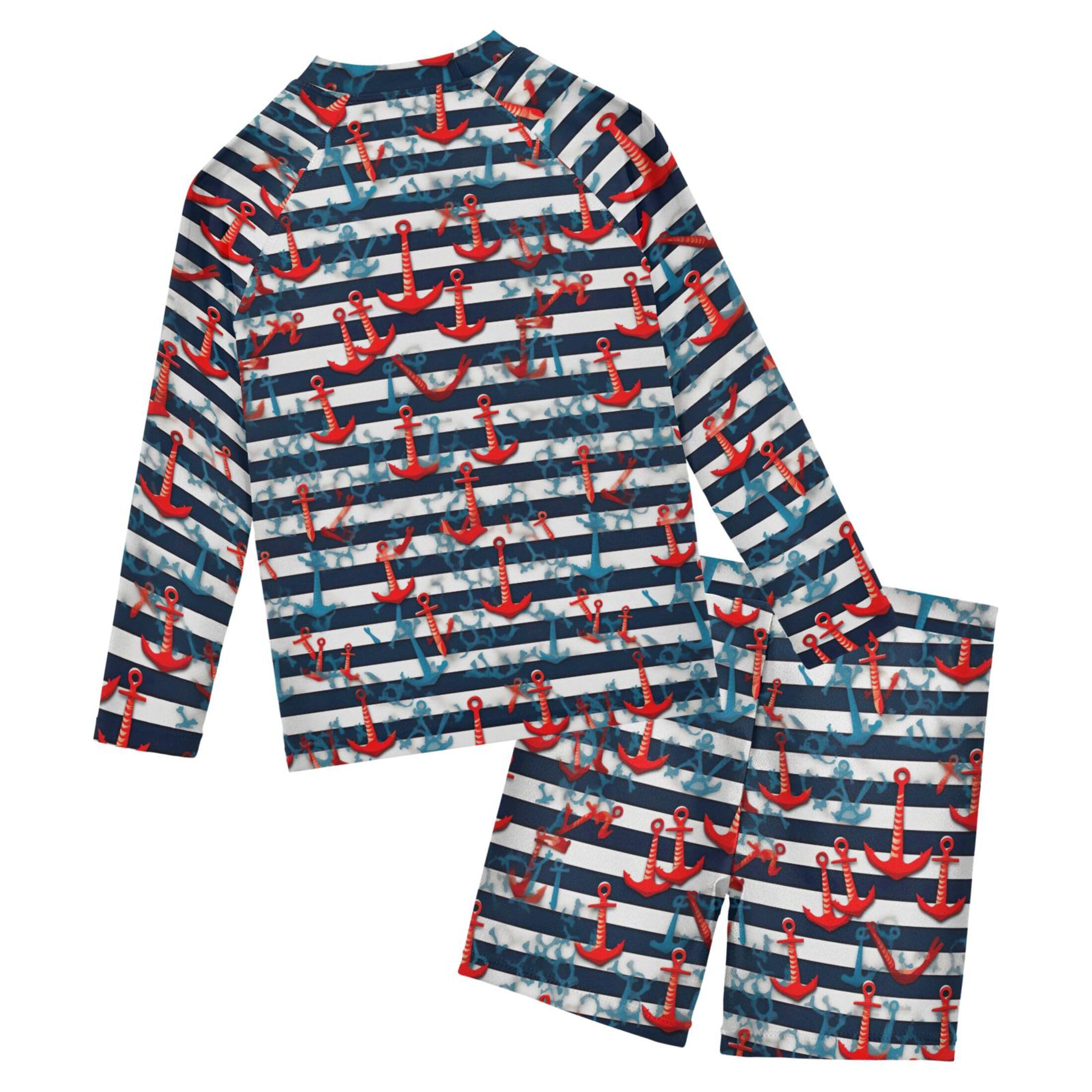 Anchor Toddler and Baby Boys' 2-Piece Swimsuit Trunk, Long Sleeve Rashguard Bathing Suit B0402956