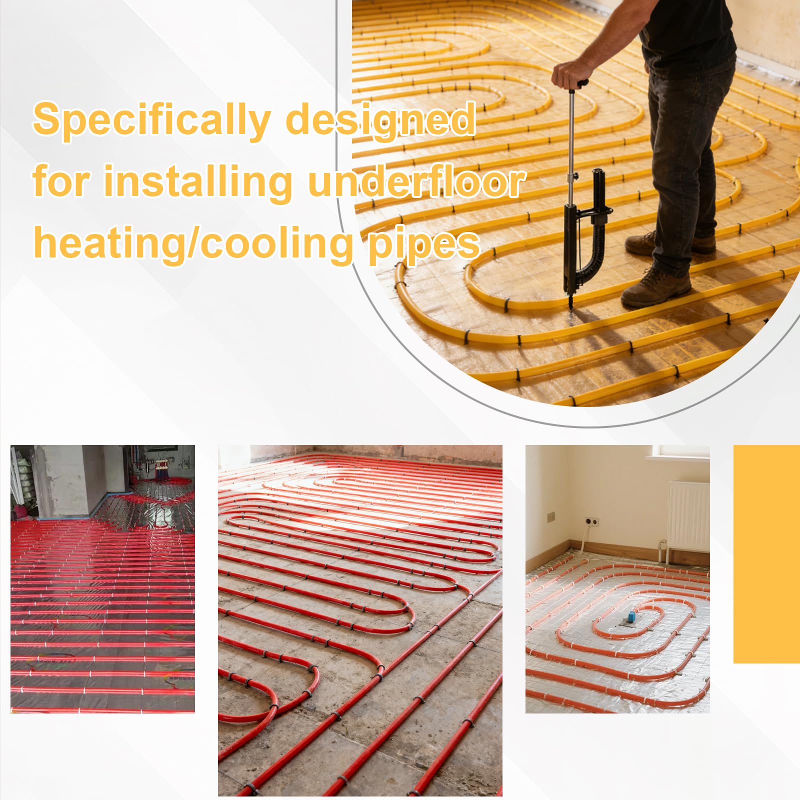 CPROSP Grapadora para Calefacción por Suelo Radiante 90cm, con 500 Unidades(40mm), Grapadora para Tubos de Suelo Radiante, para Tubos Ø 14-20mm - Compatible con Grapas de 40-50mm