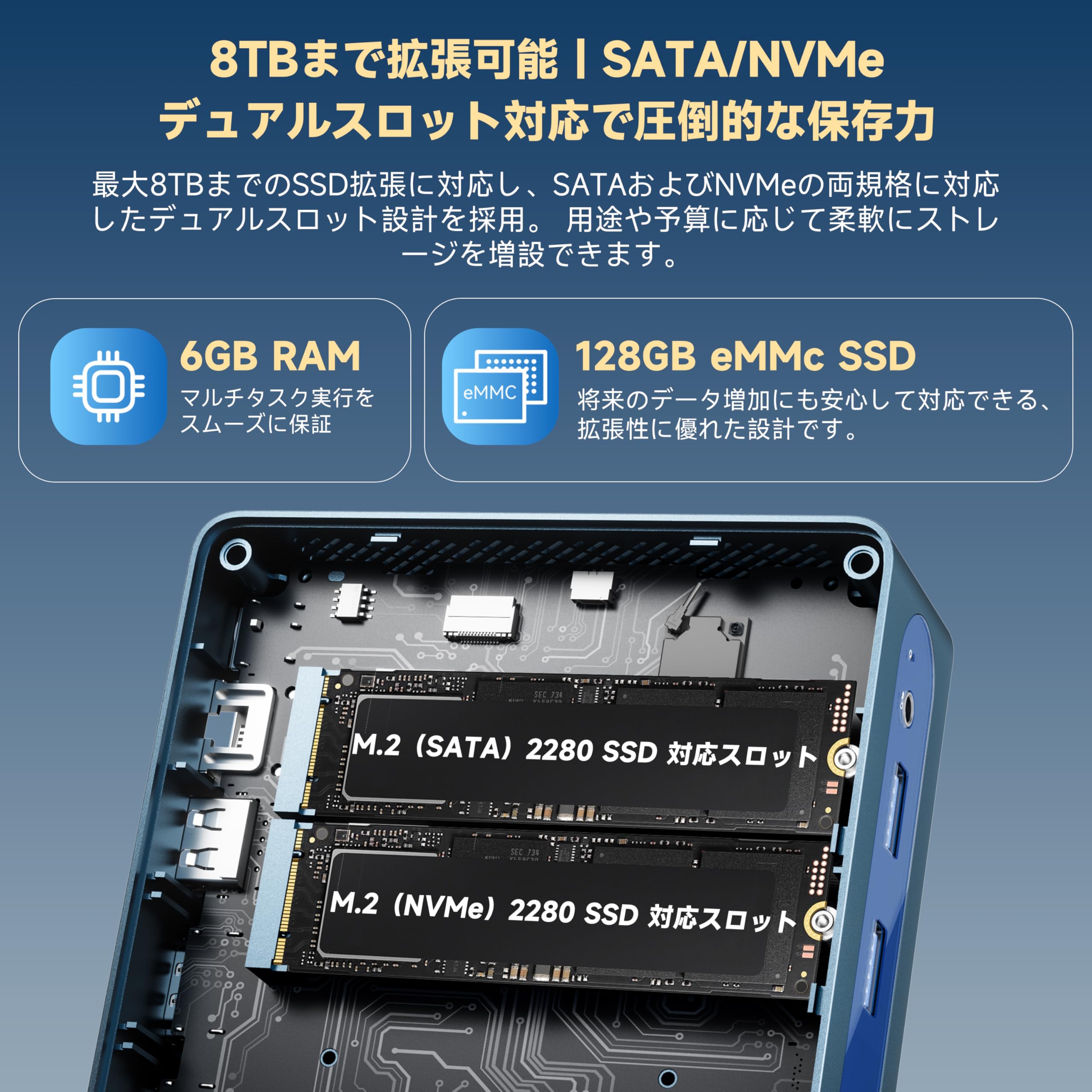 Amazon.co.jp: ミニpc 小型パソコン【8TB SSD増設可能｜最大2.5GHz