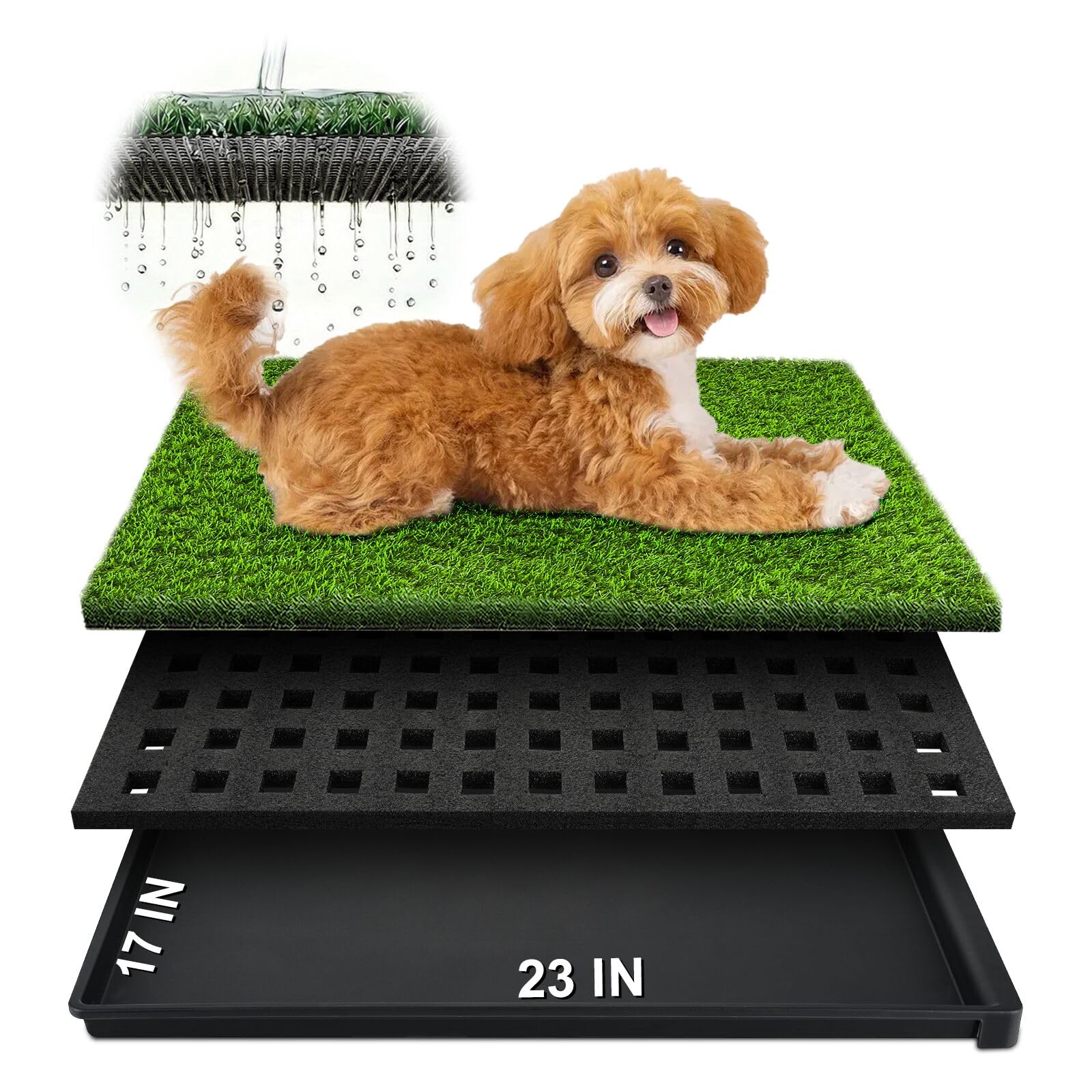 Dog Grass Pad with Tray, 23''X17'' (HURENTEK)