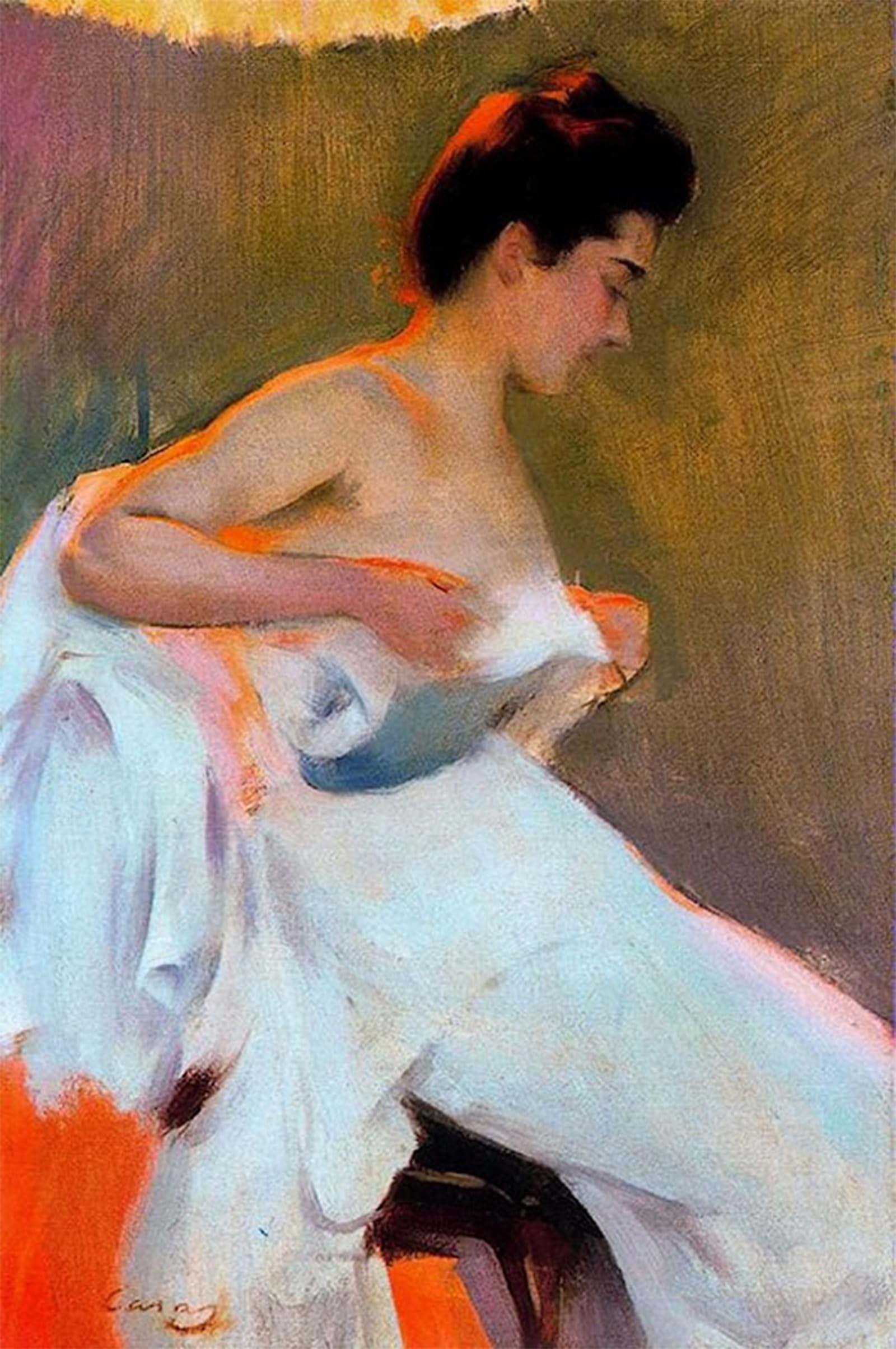 ARTXLXXBN Famous Painting Art Wall Decor Abstract Art Picture Woman Undressing Ramon Casas Y Carbó Animal Pictures for Home Decor 60x90cm
