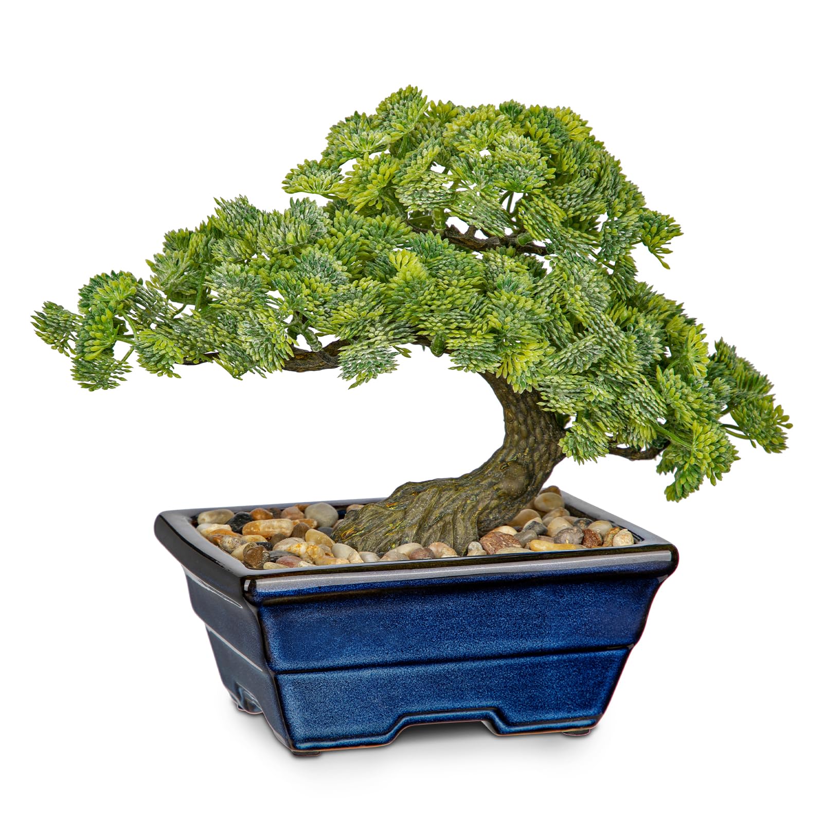 Artificial Bonsai Tree Faux Plants Indoor Fake Plants Decor with Blue Ceramic Pots for Home Table Office Desk Bathroom Shelf Bedroom Living Room Farmhouse Decor