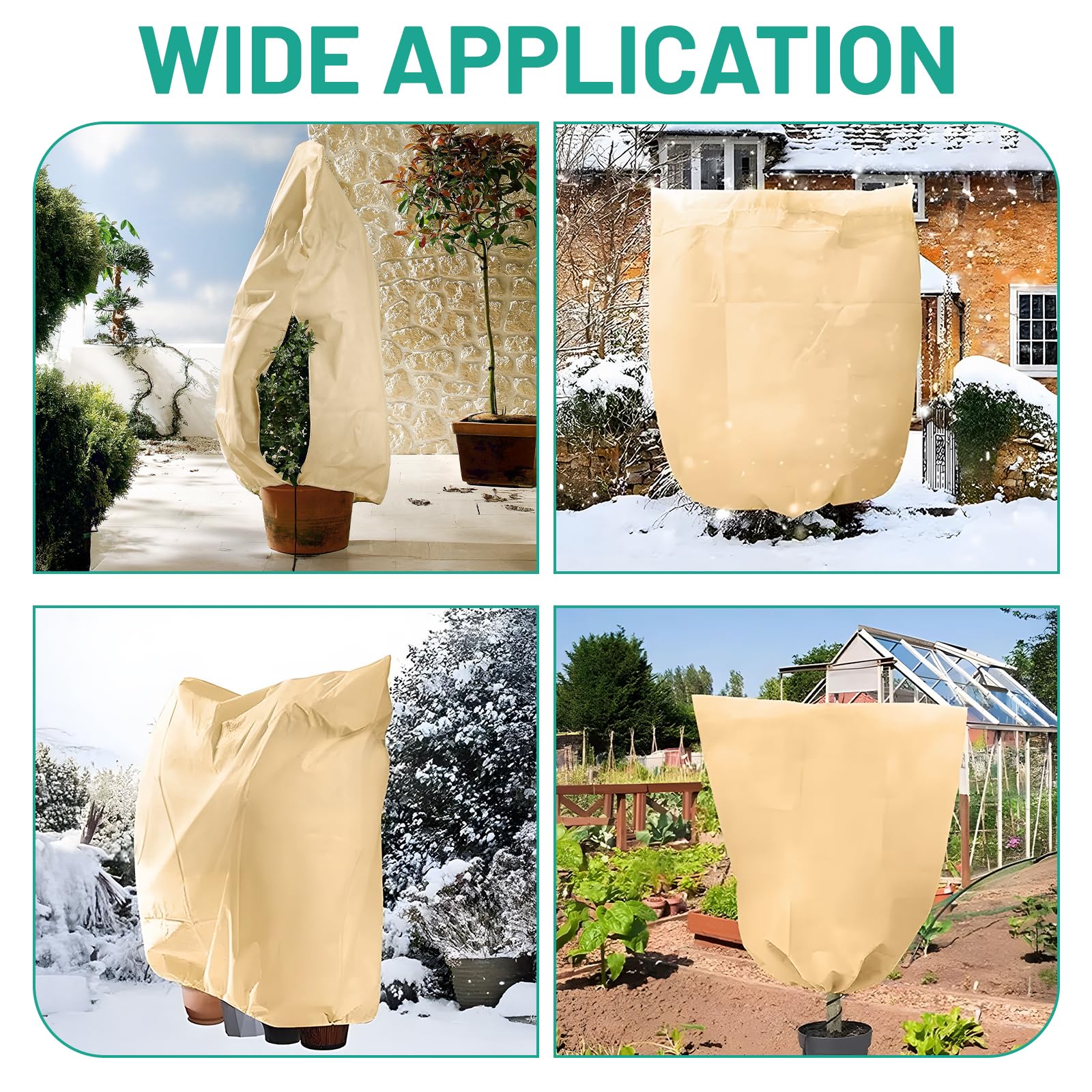 DBREAKS Funda para Plantas 240x200cm, 2 PCS Protección Invernal para Plantas, Bolsa de protección con cordón Cremallera, Cubierta Anticongelante para Maceta, Congelación Tela no Tejida 80 g/m²
