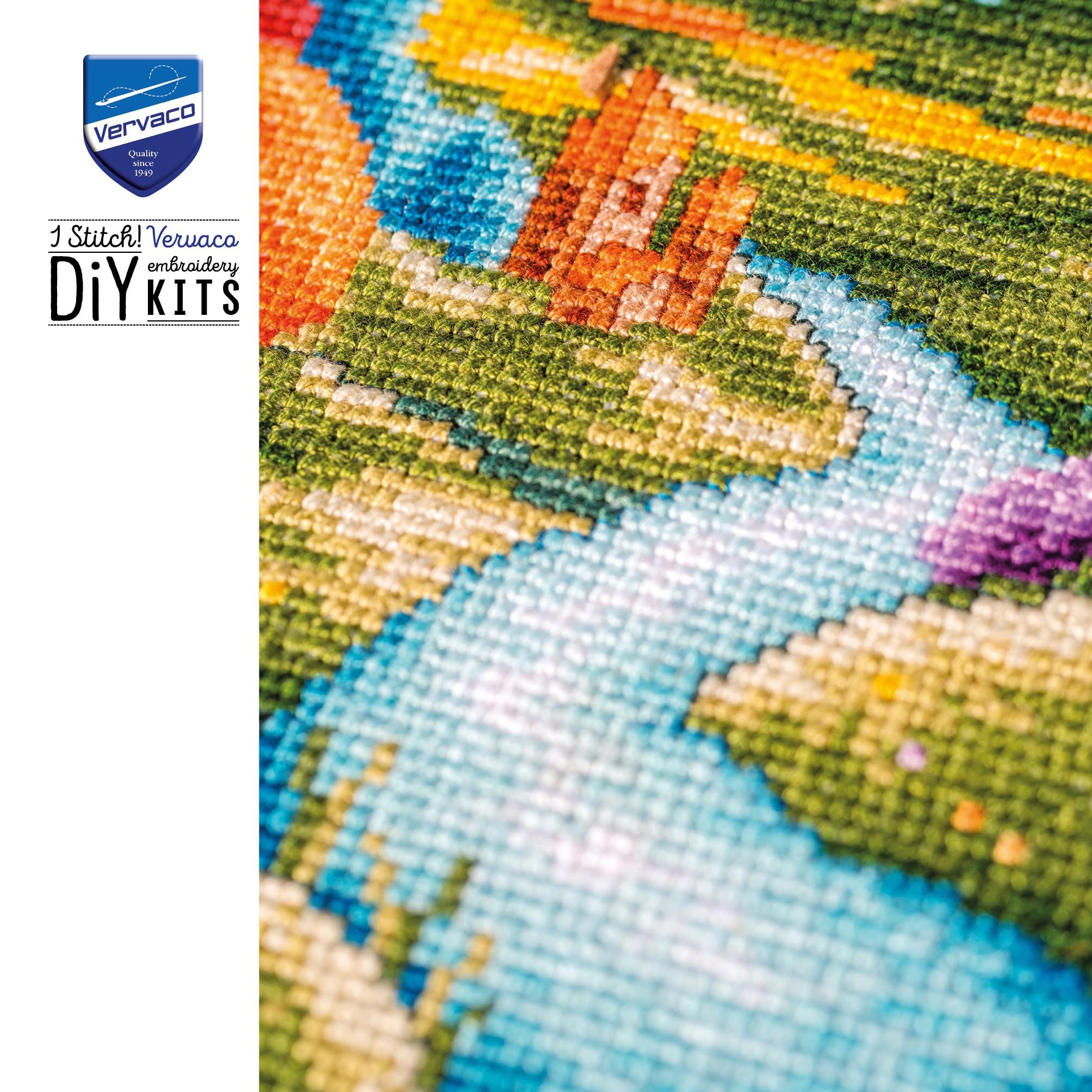 VERVACO Haft Krzyżykowy Liczony Zestaw Obraz do Haftu KRAJOBRAZ RZECZNY Zrób to Sam Zestaw Kreatywny dla Dorosłych 16 x 28 cm Dekoracja Ścienna DIY Cross Stitch Kit